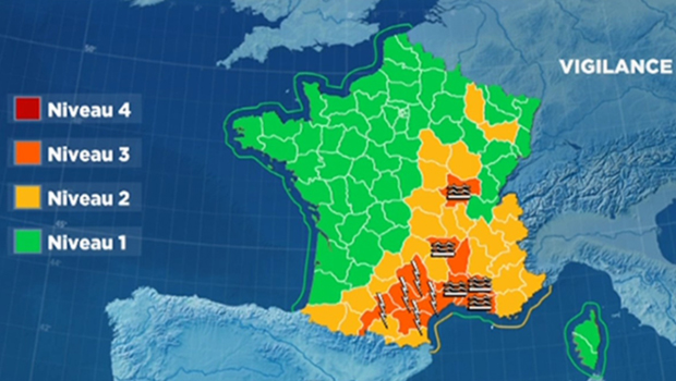 carte météo vierge Crues, vent violent et orages: 15 départements placés en alerte 