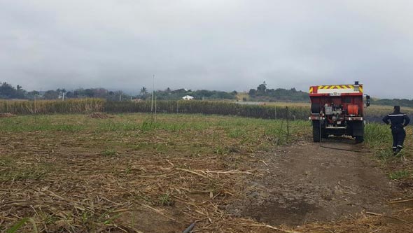 Saint-Paul : feu de cannes à Villèle