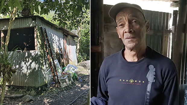 Jean-Yves, Salazien de 58 ans, au RSA : il dort à même le sol dans sa case en tôle sans électricité et eau potable - Salazie - pauvreté