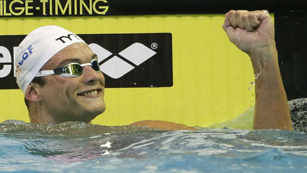 Florent Manaudou médaille d’or 50 m papillon à Brelin / Crédit SIPA