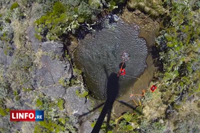 Un largage d’eau vu du ciel 