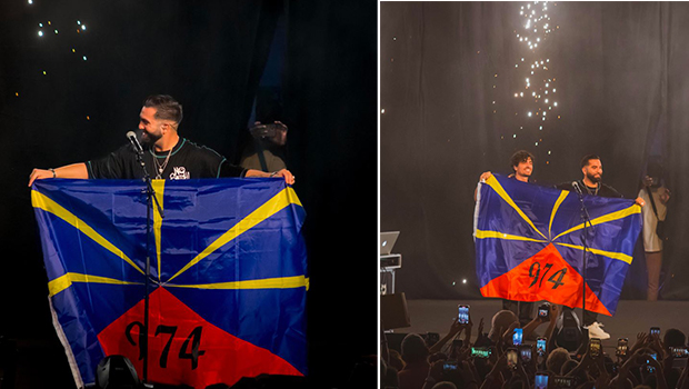 Kendji Girac en concert à la Nordev : le chanteur met notre île au premier  rang et brandit un drapeau de La Réunion 