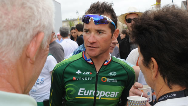 Thomas Voeckler au départ de la 8e étape, à Tomblaine 