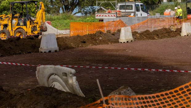 Travaux sur le terrain de pétanque de Jean Petit