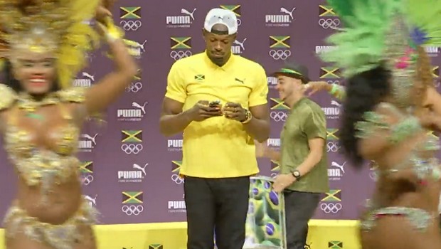 Usain Bolt en conférence de presse