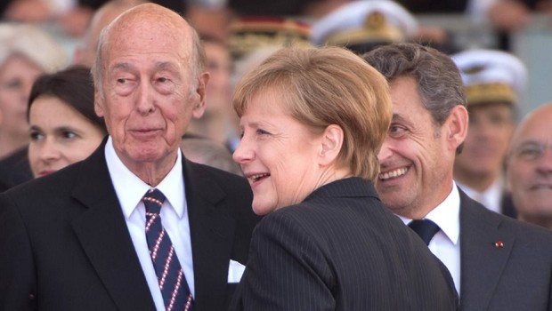 Valéry Giscard d’Estaing et Angela Merkel