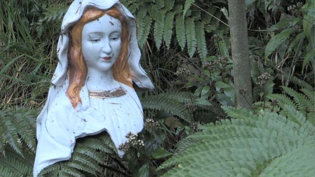 Plaine des Cafres : un buste de la Vierge Marie empalé