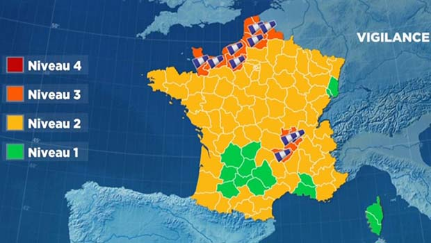 Douze départements menacés par des vents et pluies-inondations